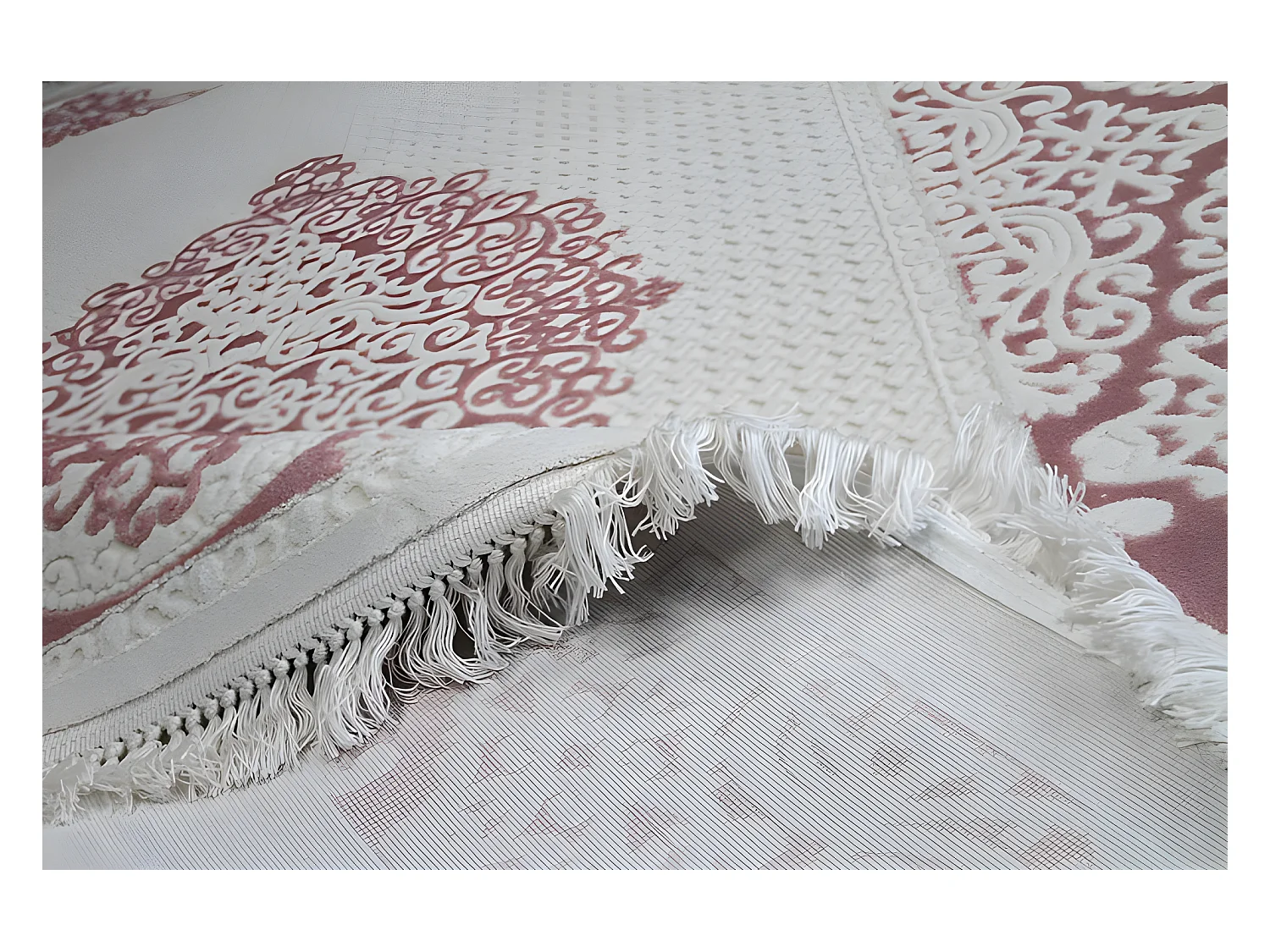 Tapis ACRYLIQUE MIRADA 5416 Pudrowy ( Poudre ) Franges 80x300 cm