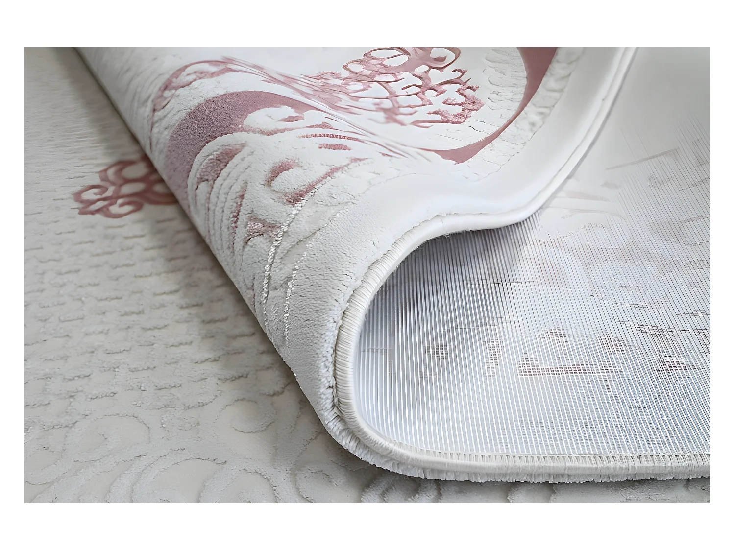 Tapis ACRYLIQUE MIRADA 5416 Pudrowy ( Poudre ) Franges 80x300 cm