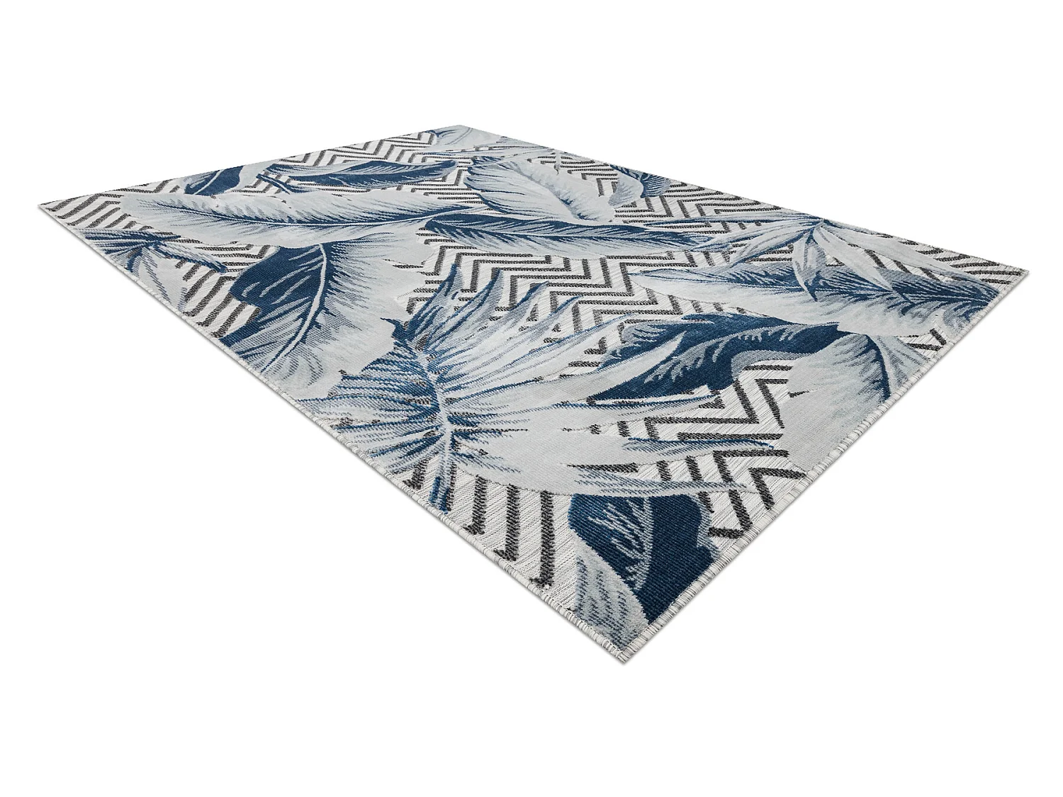 Tapis Structurel BOTANIC 65242 Plumes, zigzag, tissé à plat sur balc 117x170 cm