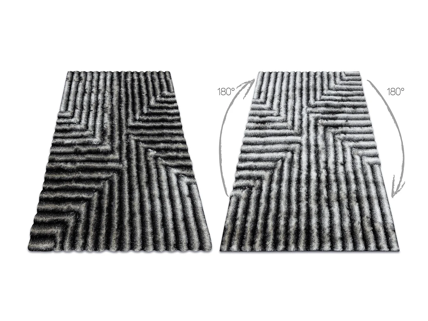 Tapijt shaggy FLIM 010-B3 modern, Labirynt - Structureel, zwart / grij 160x220 cm