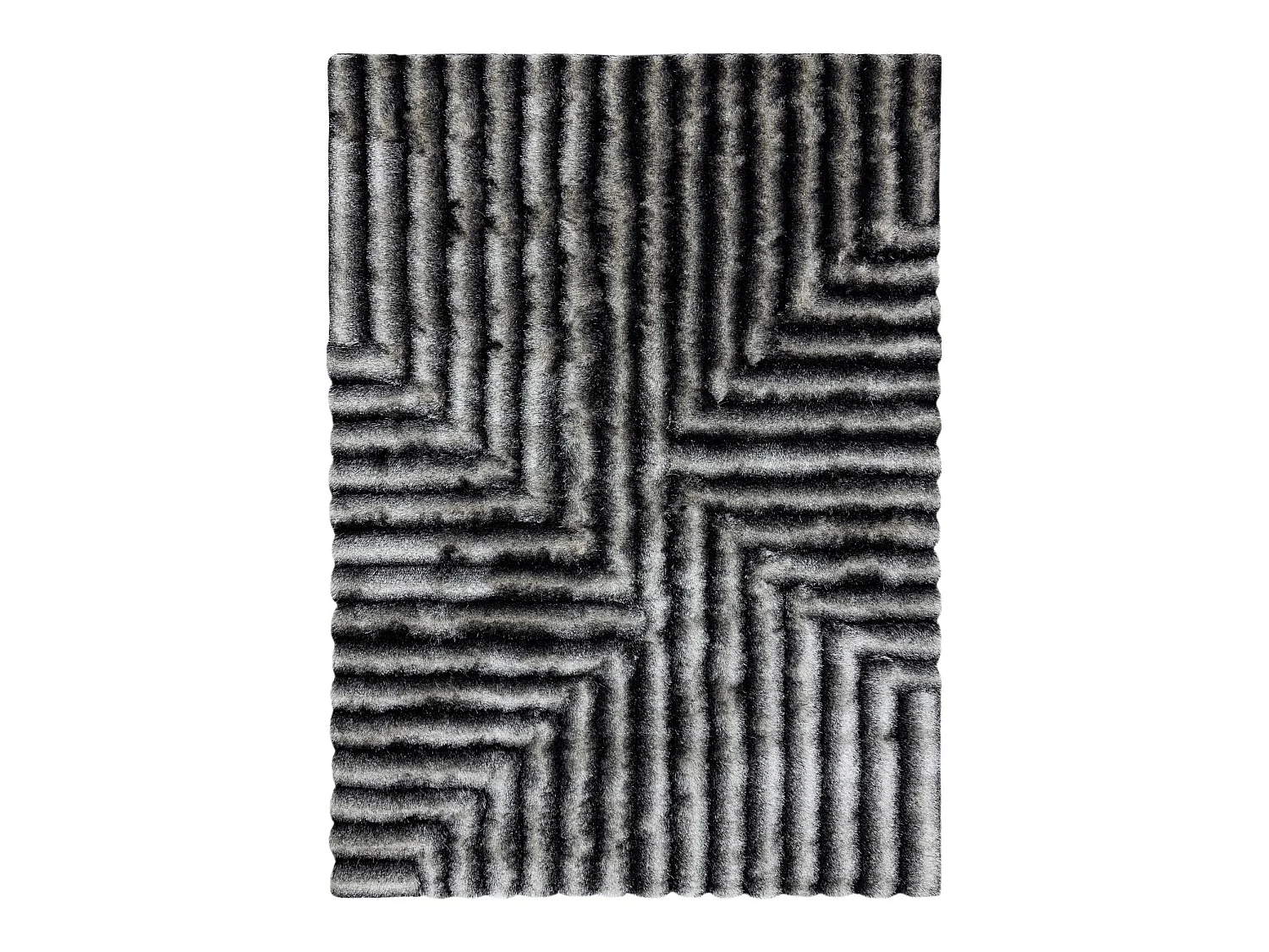 Tapijt shaggy FLIM 010-B3 modern, Labirynt - Structureel, zwart / grij 160x220 cm