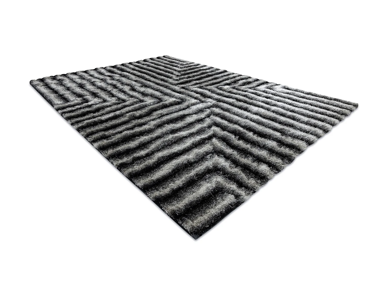Tapijt shaggy FLIM 010-B3 modern, Labirynt - Structureel, zwart / grij 160x220 cm