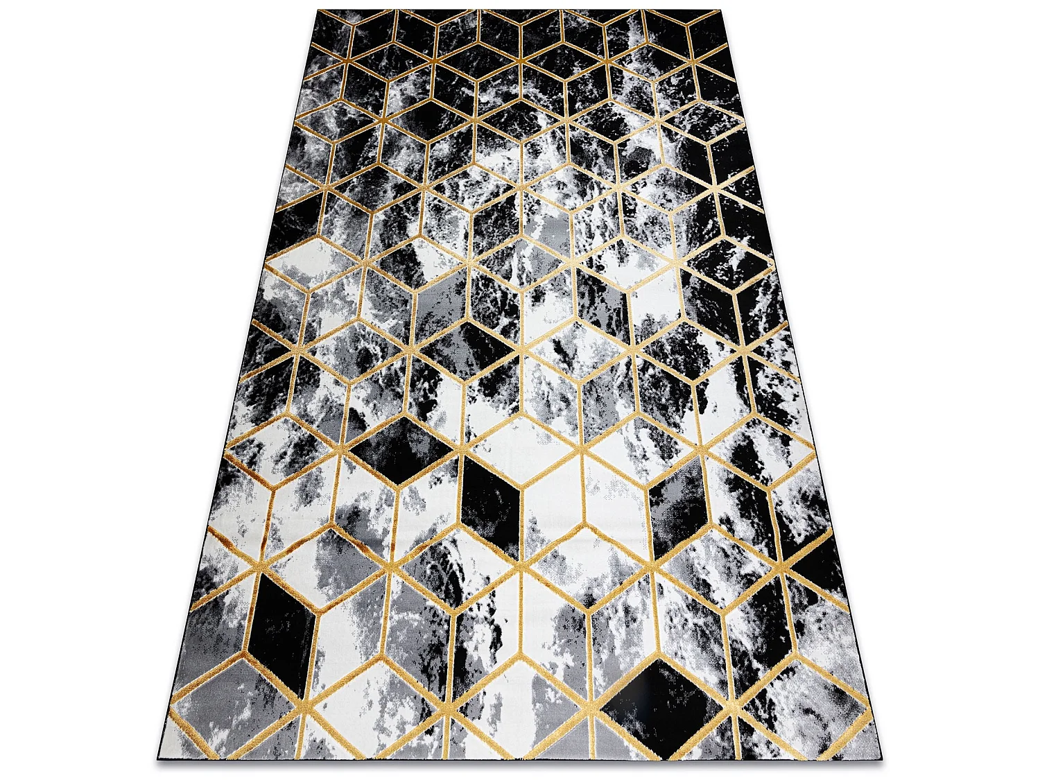 Tapis moderne 3D GLOSS 409A 82 cube élégant, glamour, art deco noir  280x370 cm