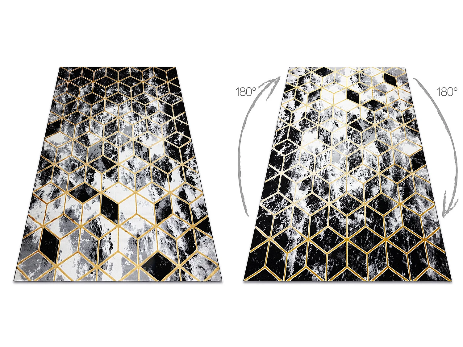 Tapis moderne 3D GLOSS 409A 82 cube élégant, glamour, art deco noir  280x370 cm