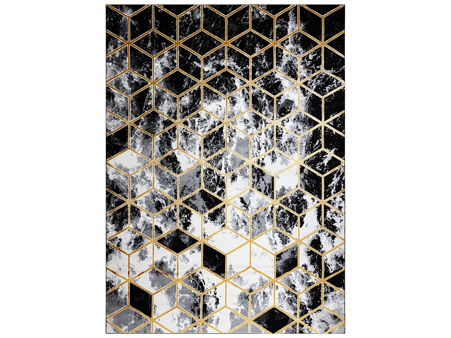 Tapis moderne 3D GLOSS 409A 82 cube élégant, glamour, art deco noir  280x370 cm