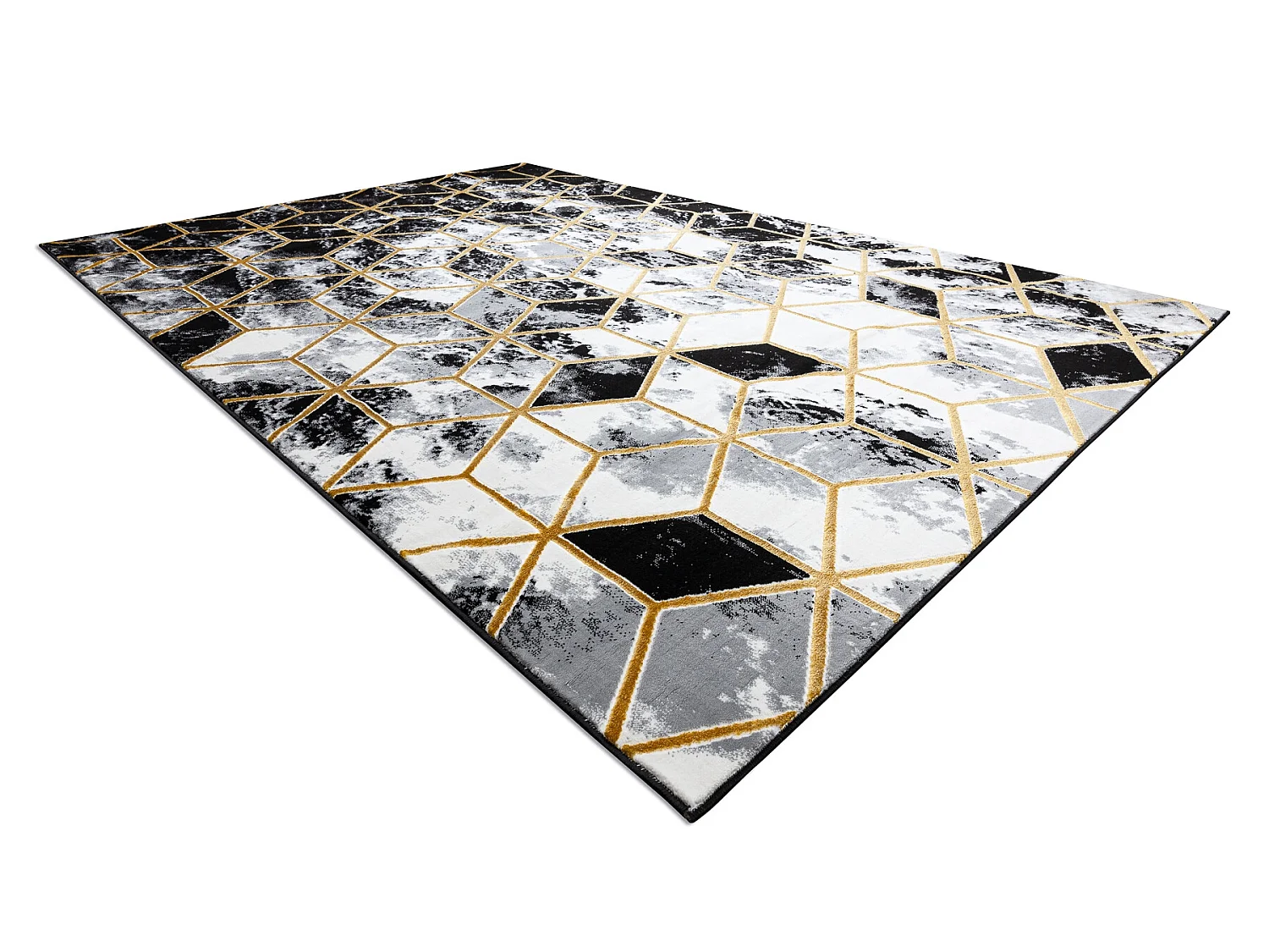 Tapis moderne 3D GLOSS 409A 82 cube élégant, glamour, art deco noir  280x370 cm