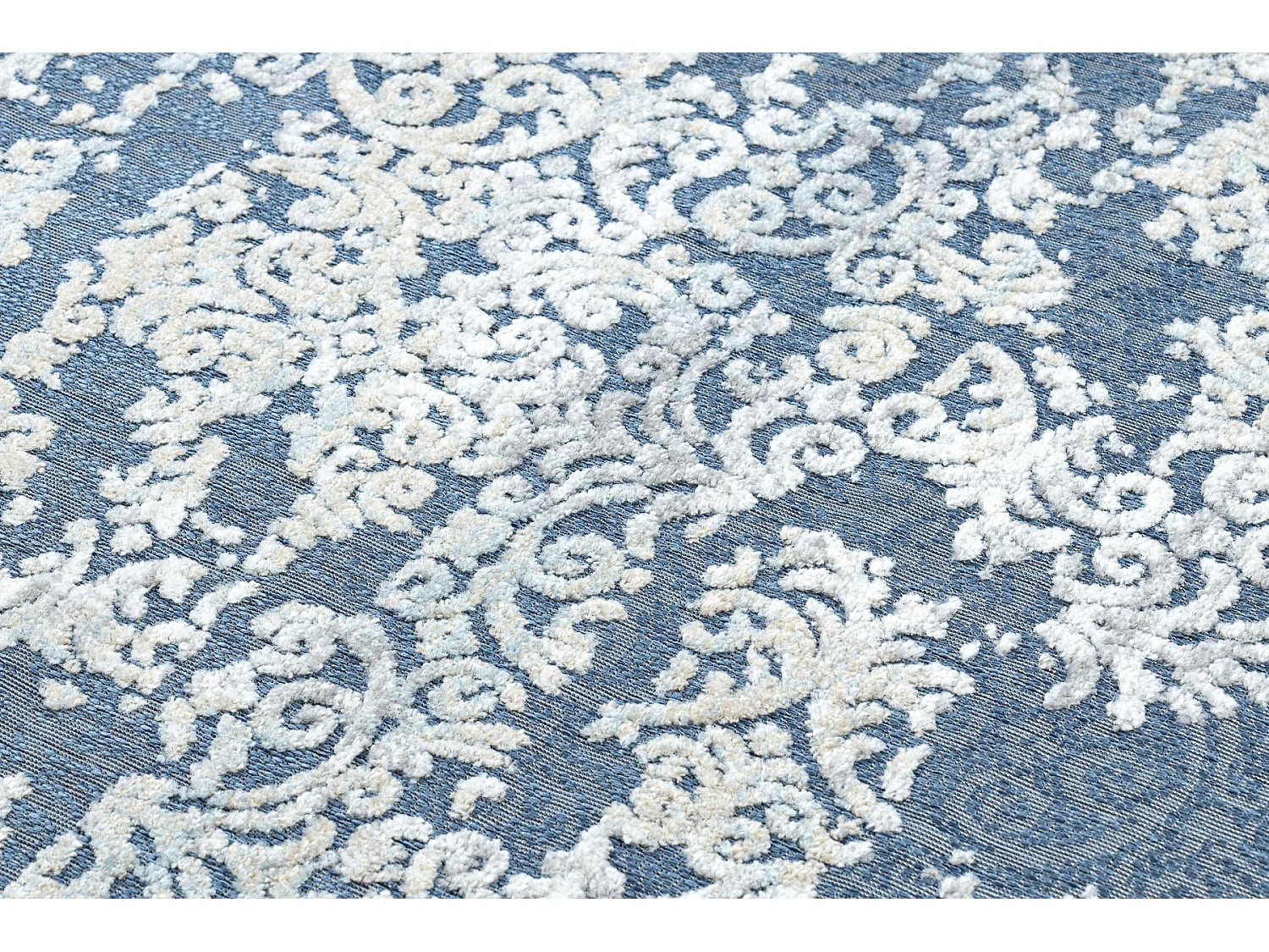 Tapis Structural SOLE D3811 Ornement - tissé à plat bleu / beige 160x220 cm