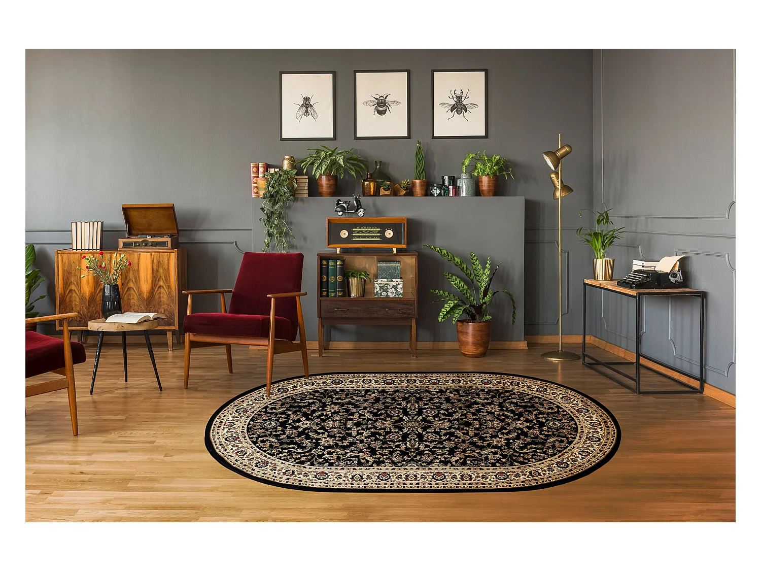 Dywan ROYAL ADR owal wzór 1745 czarny  150x250 cm