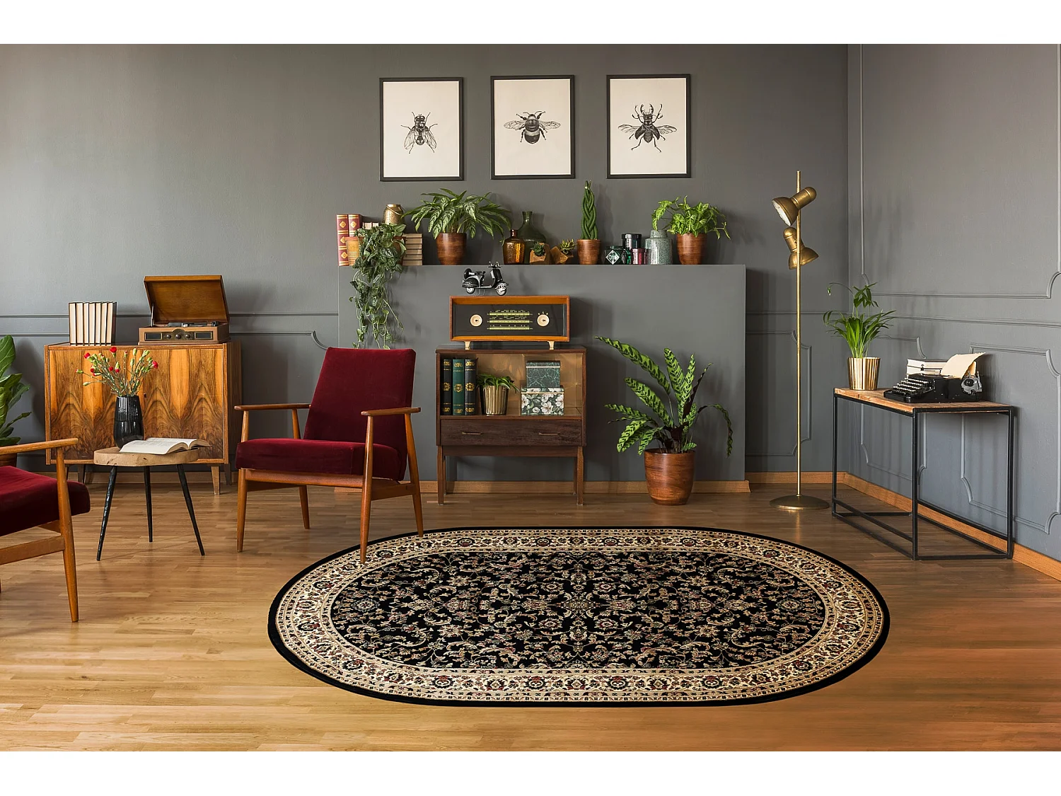 Alfombra ROYAL ADR oval modelo 1745 negro  150x250 cm