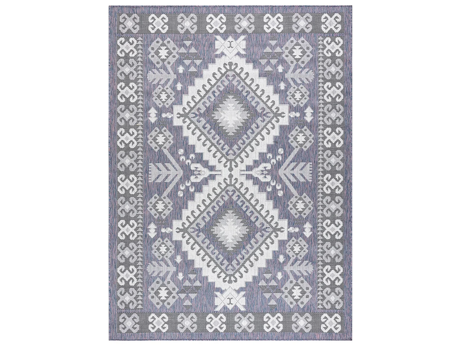 Tapis SIZAL SION aztèque 3007 tissé à plat bleu / rose / ecru 160x220 cm