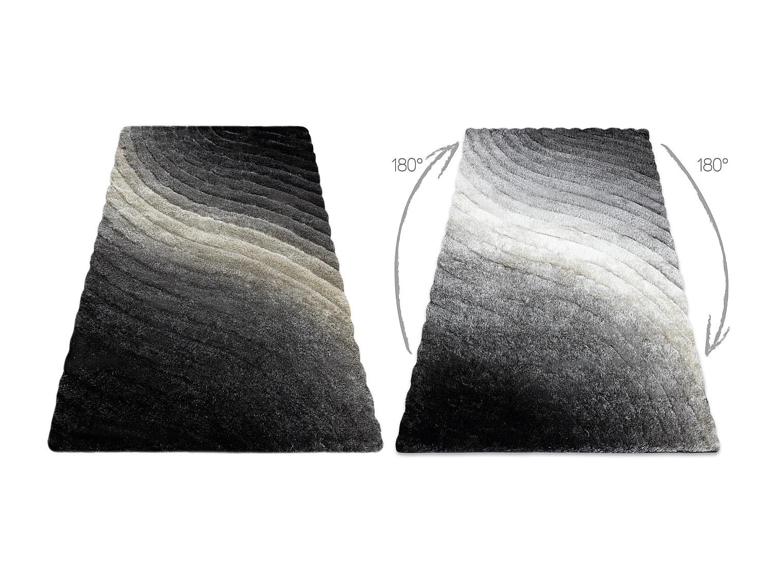 Tapijt shaggy FLIM 006-B1 modern, Golven - Structureel, grijs 120x160 cm
