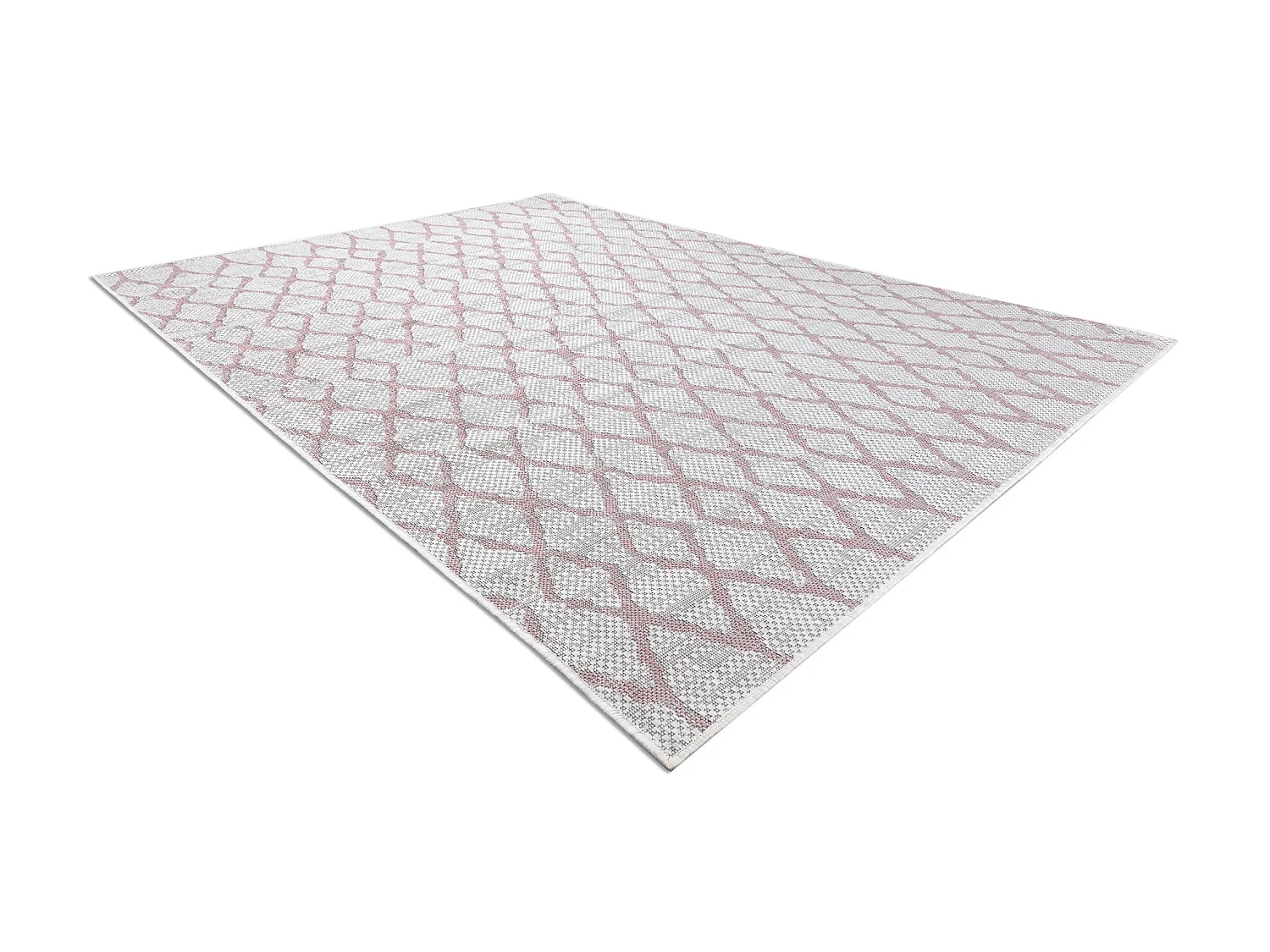 Tapis SIZAL SION Trellis 22129 tissé à plat ecru / rose 160x220 cm