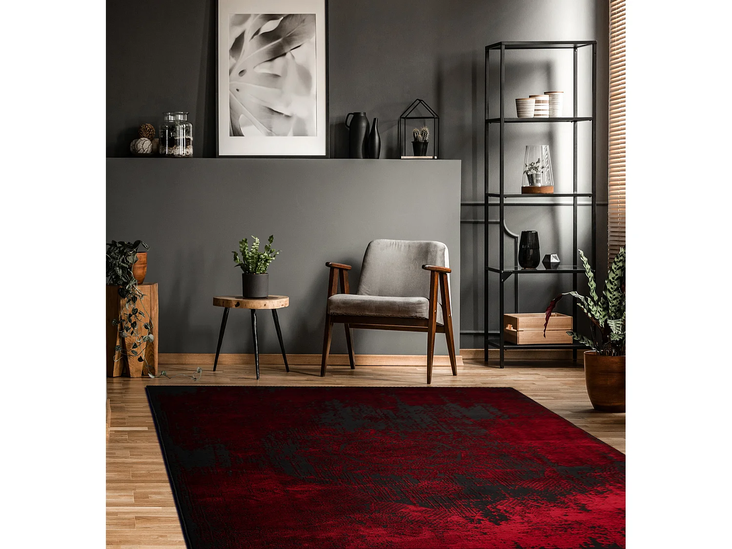 Tapis VINCI 1516 moderne Rosette vintage - Structural rouge 160x220 cm