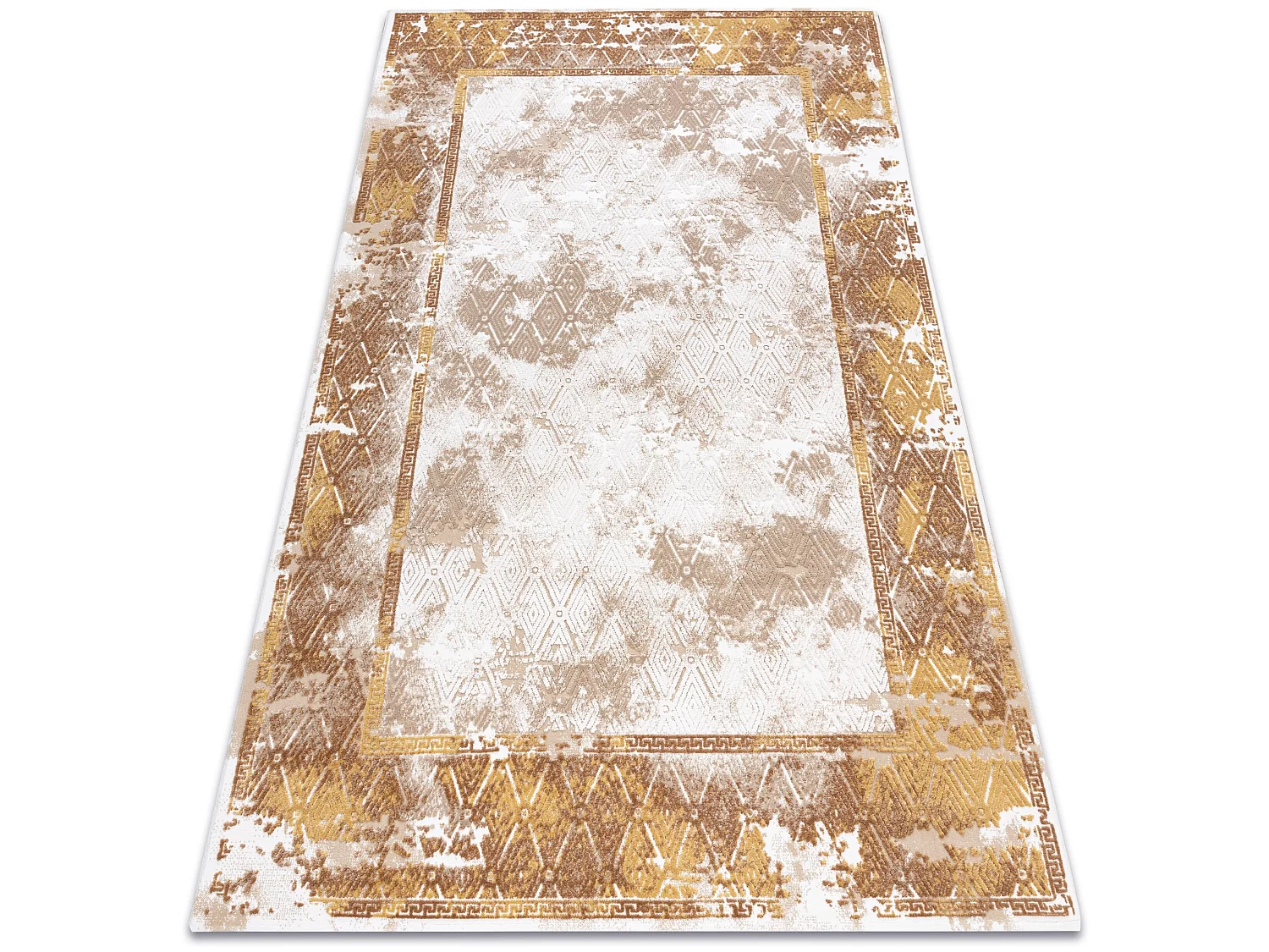 Tapis ACRYLIQUE VALS 0W1738 H02 58 Cadre marbre vintage beige / cuivre 80x100 cm