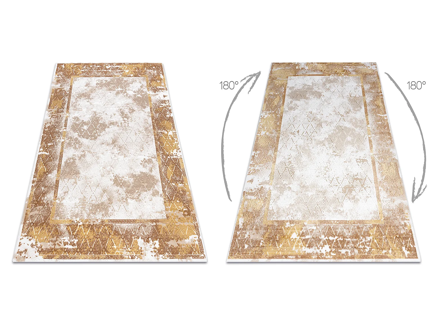 Tapis ACRYLIQUE VALS 0W1738 H02 58 Cadre marbre vintage beige / cuivre 80x100 cm