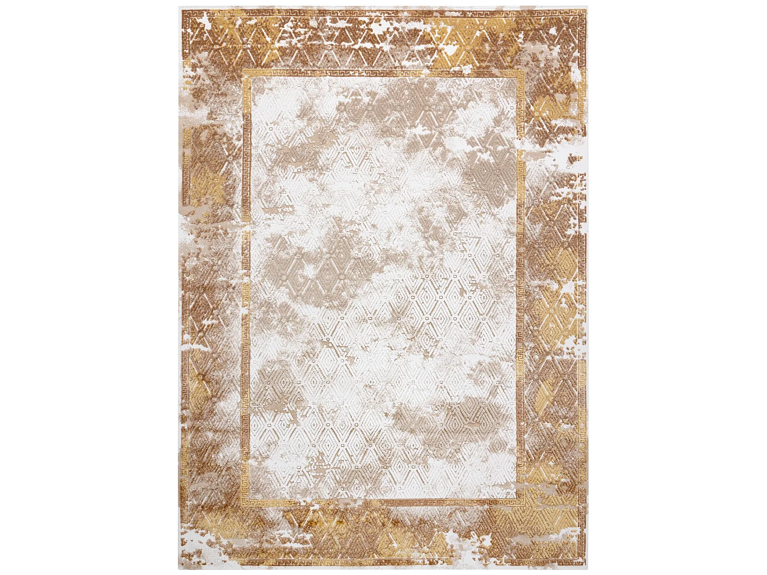 Tapis ACRYLIQUE VALS 0W1738 H02 58 Cadre marbre vintage beige / cuivre 80x100 cm