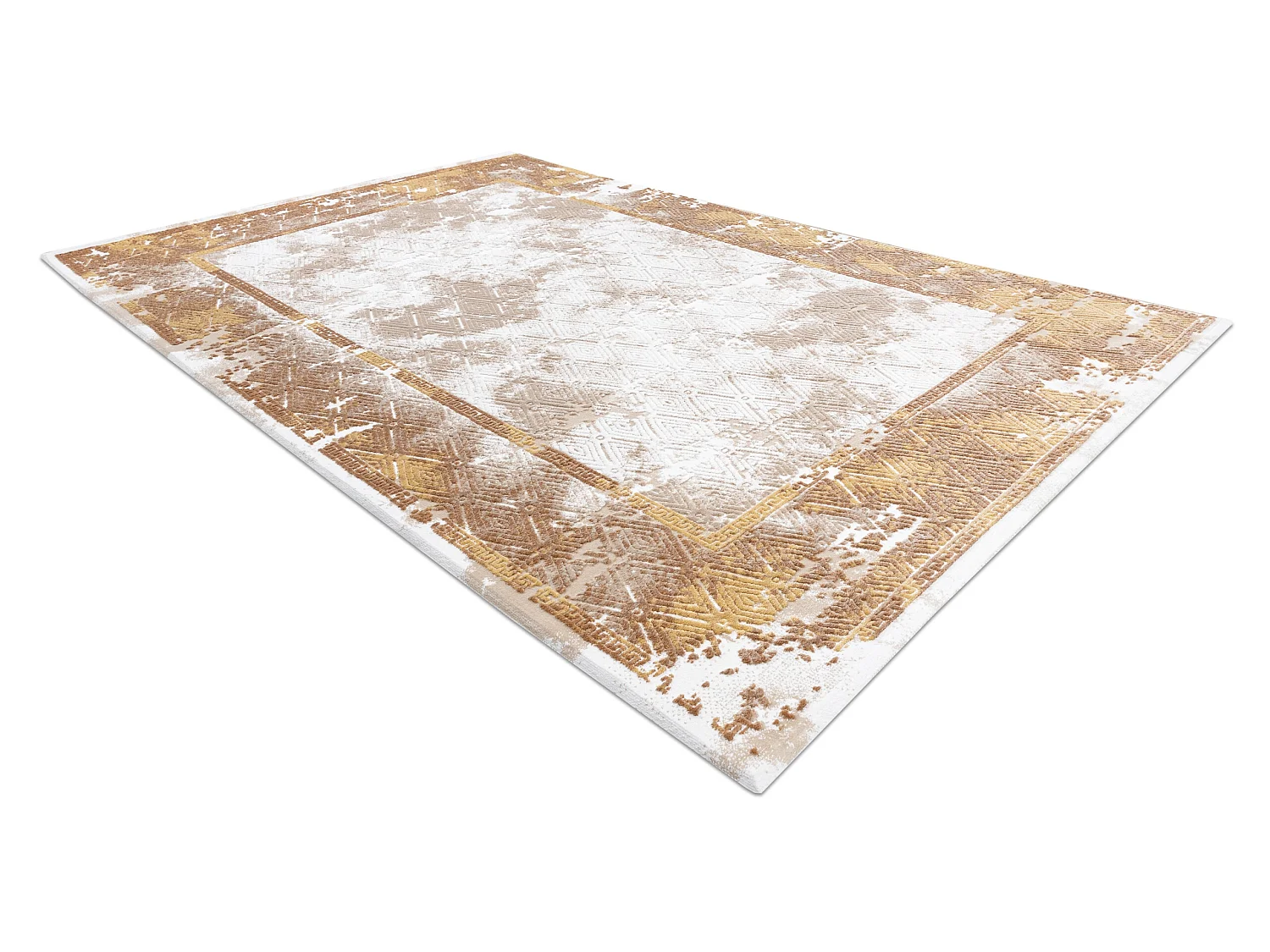 Tapis ACRYLIQUE VALS 0W1738 H02 58 Cadre marbre vintage beige / cuivre 80x100 cm