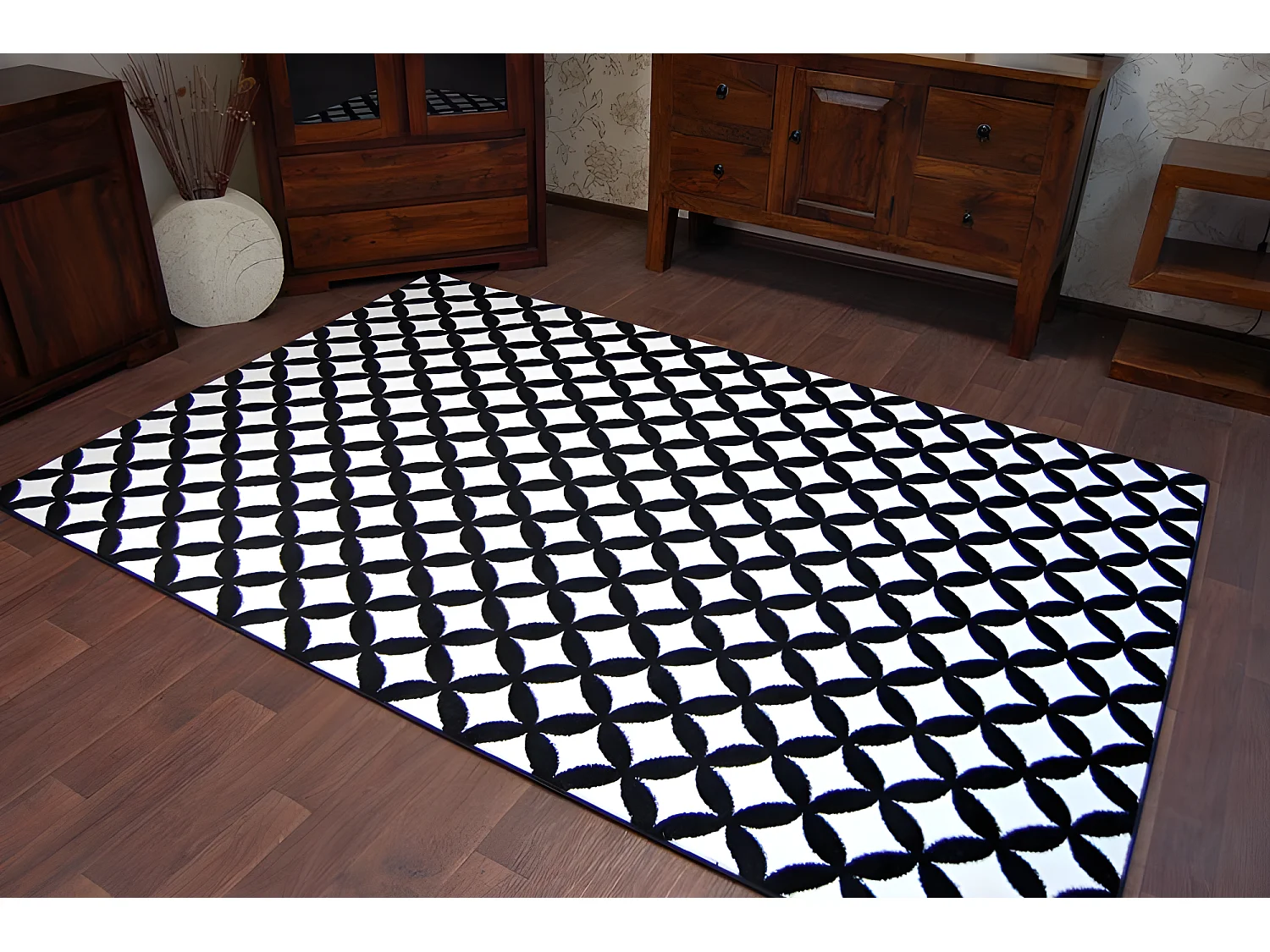 Tapis SKETCH - F757 crème et blanc - Carreau 160x220 cm