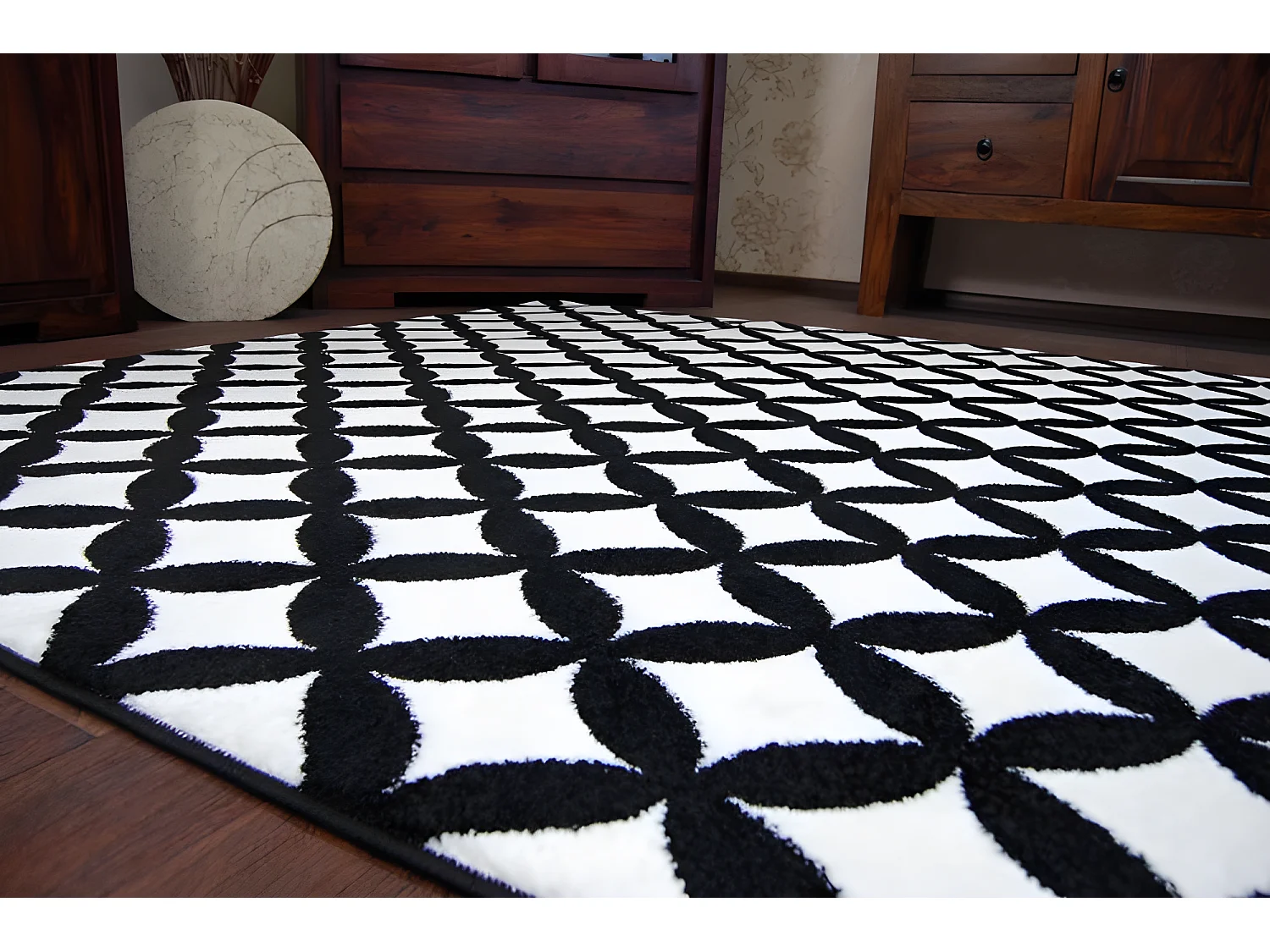 Tapis SKETCH - F757 crème et blanc - Carreau 160x220 cm