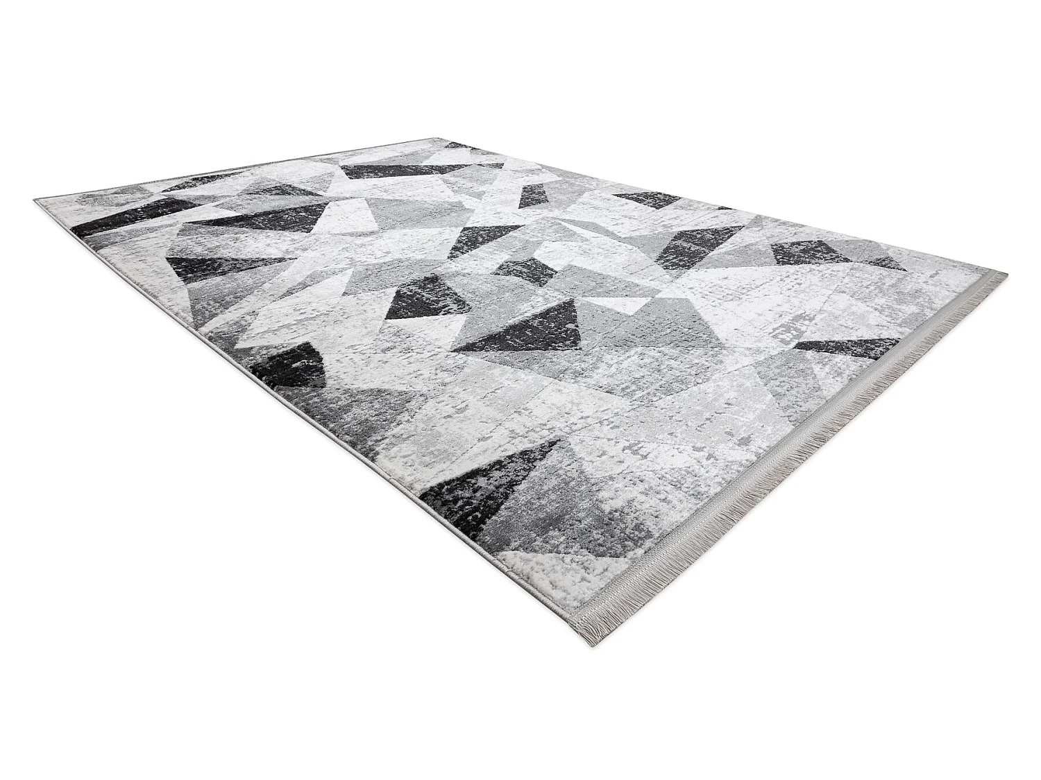 Tapis TULS structural, franges  51211 moderne, Géométrique anthracit 280x370 cm