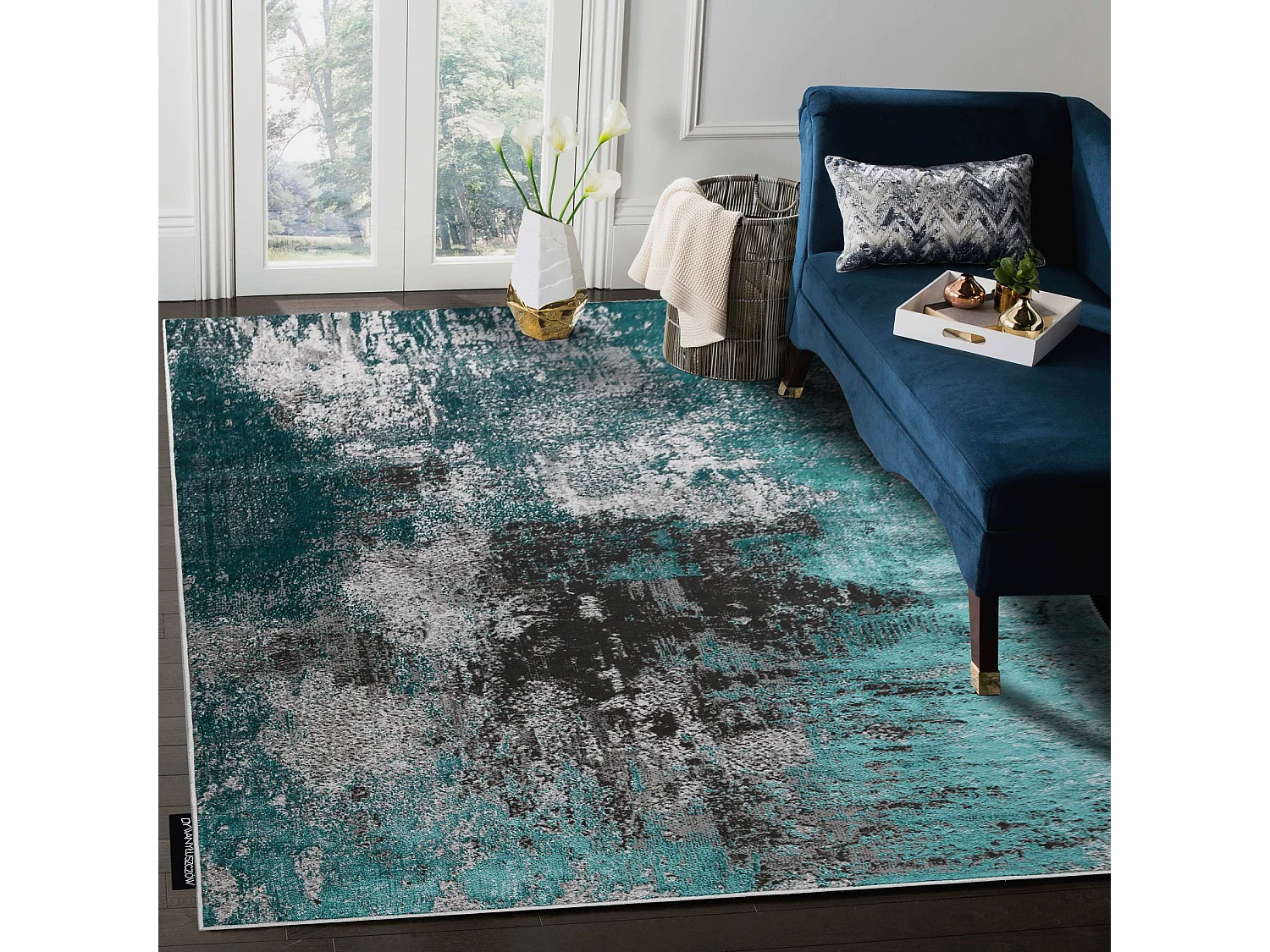 Modern DELUXE tapijt 570 vintage - structuurgroen / antraciet  180x270 cm