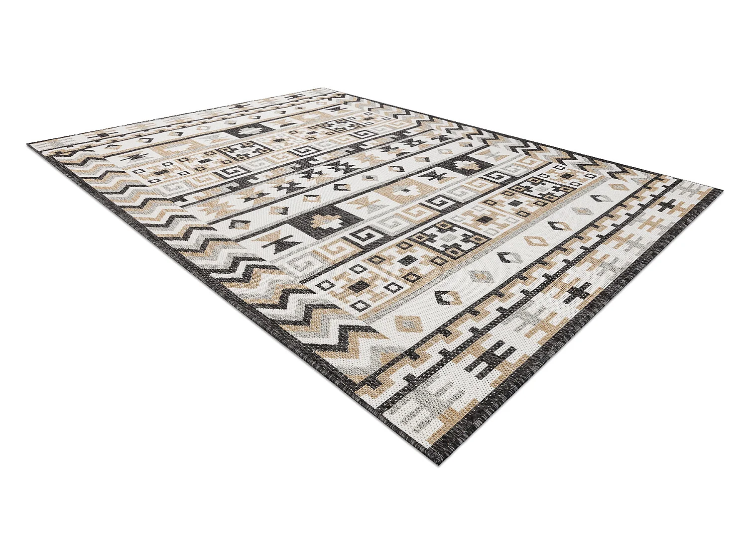 Sisal tapijt SISAL COOPER Azteeks, etnisch, Zigzag 22218 ecru / zwart 180x270 cm