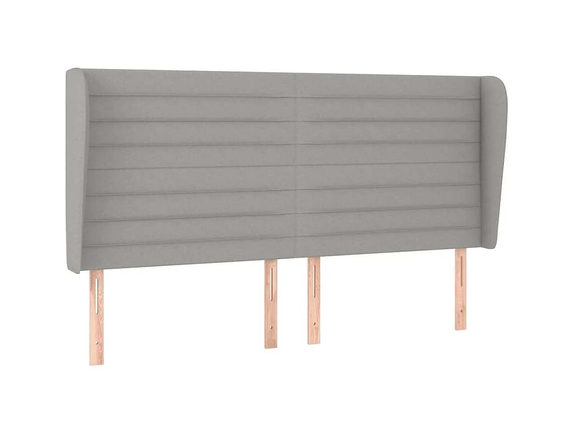 Cabecero con orejas de tela gris claro 183x23x118/128 cm ES53363