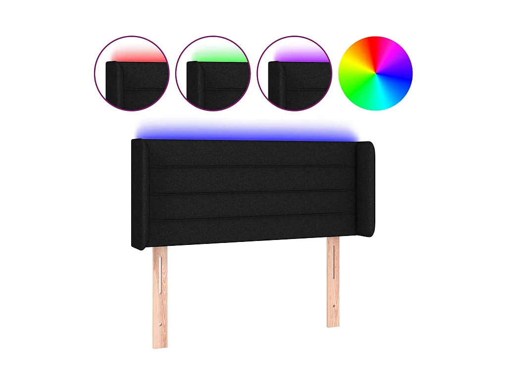 Tête de lit à LED Noir 93x16x78/88 cm Tissu POI13660 BonneVie Meuble