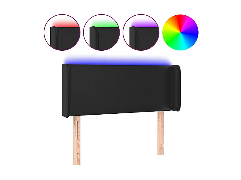 Testiera | Testata del letto a LED Nera 103x16x78/88 cm in Similpelle