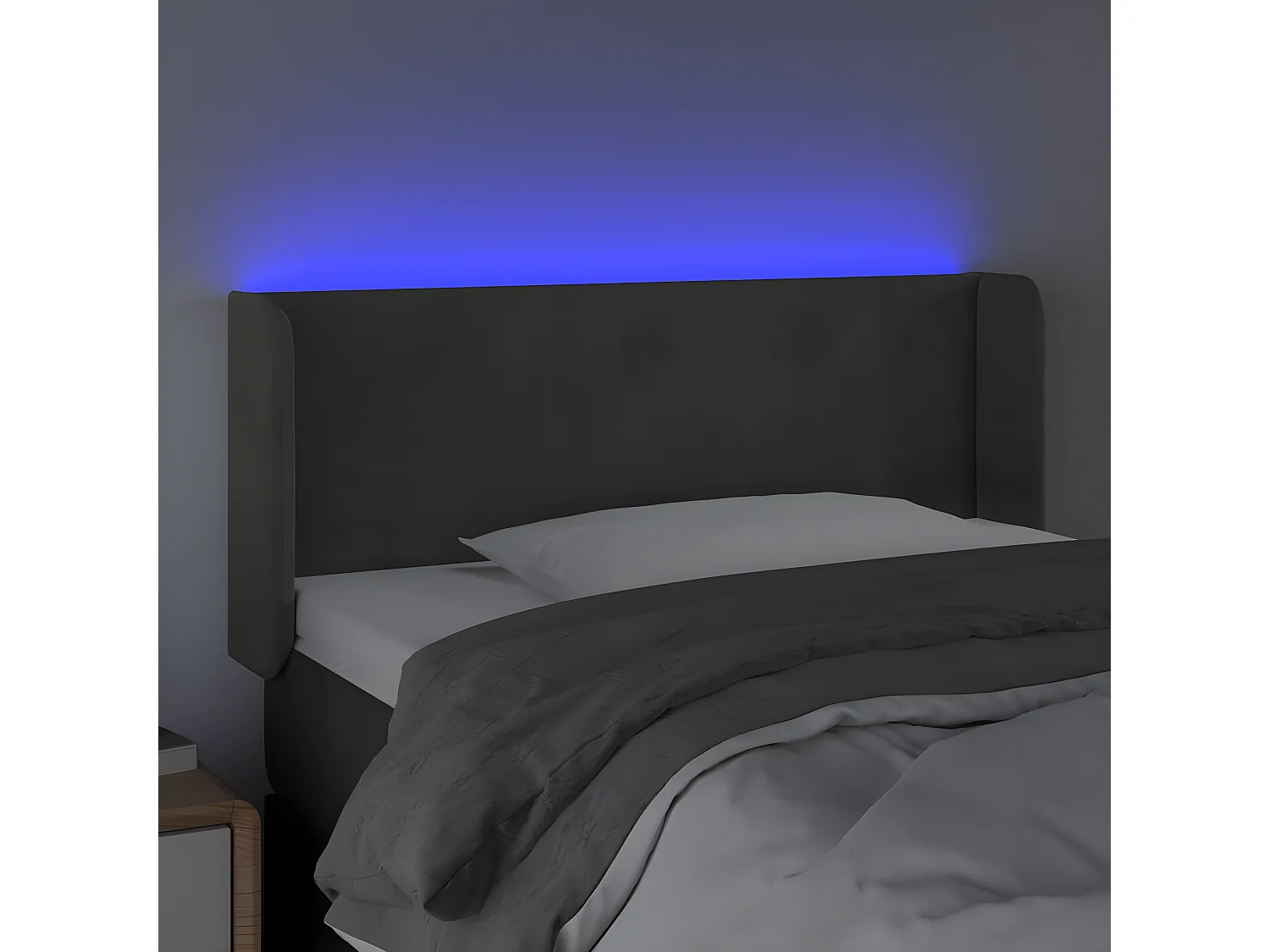 Tête de lit à LED Gris foncé 93x16x78,88 cm Velours LWE74268 BonneVie Meuble