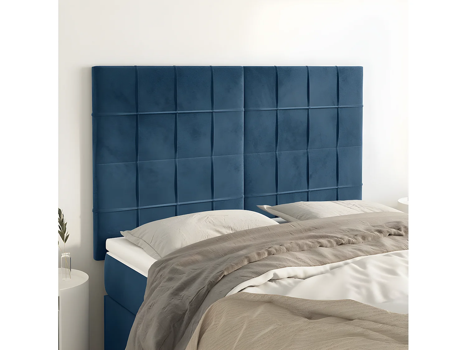 Têtes de lit 4 pcs Bleu foncé 72x5x78/88 cm Velours POI43657 BonneVie Meuble
