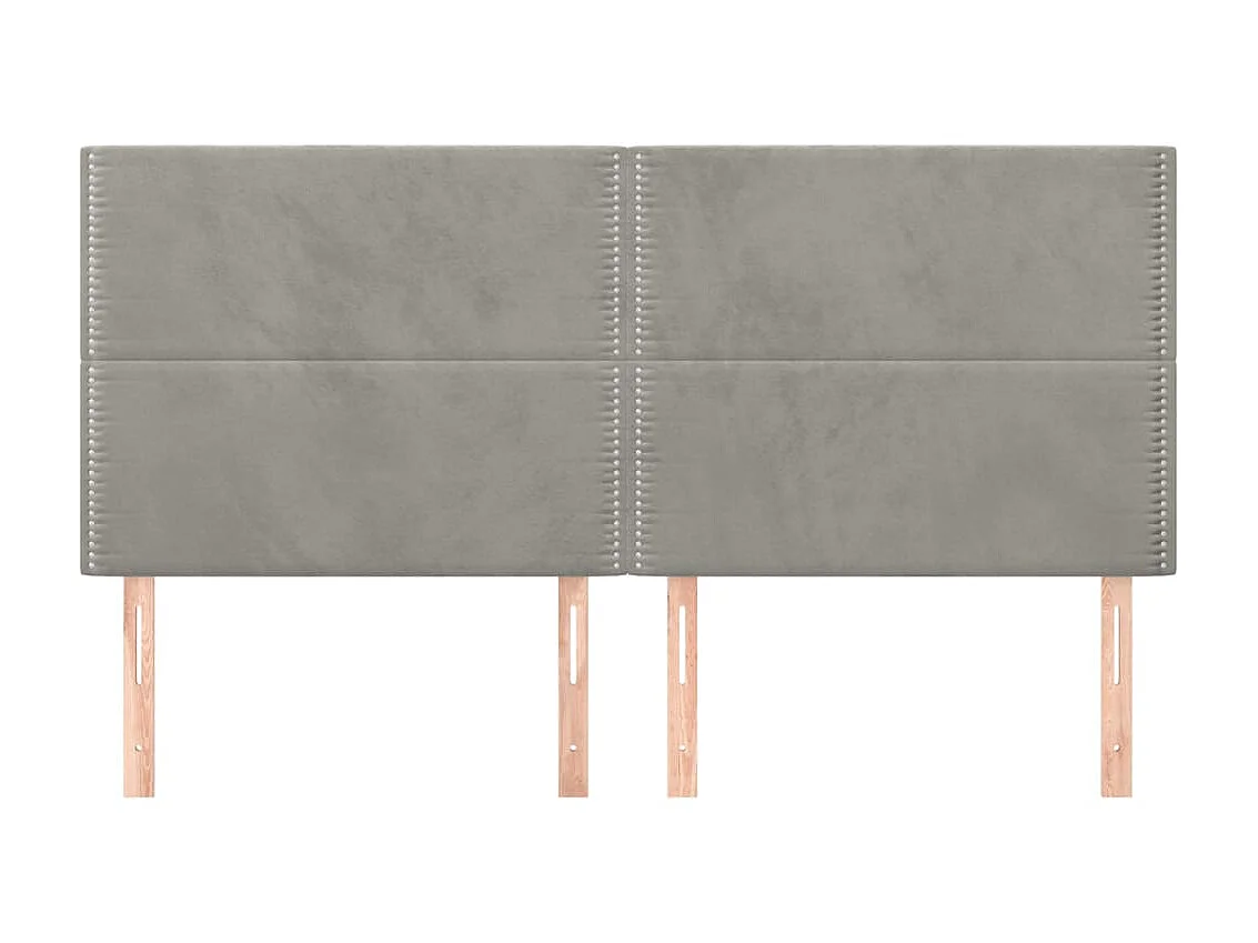 Cabeceira de cama 4 pcs veludo 90x5x78/88 cm cinzento-claro PT934160