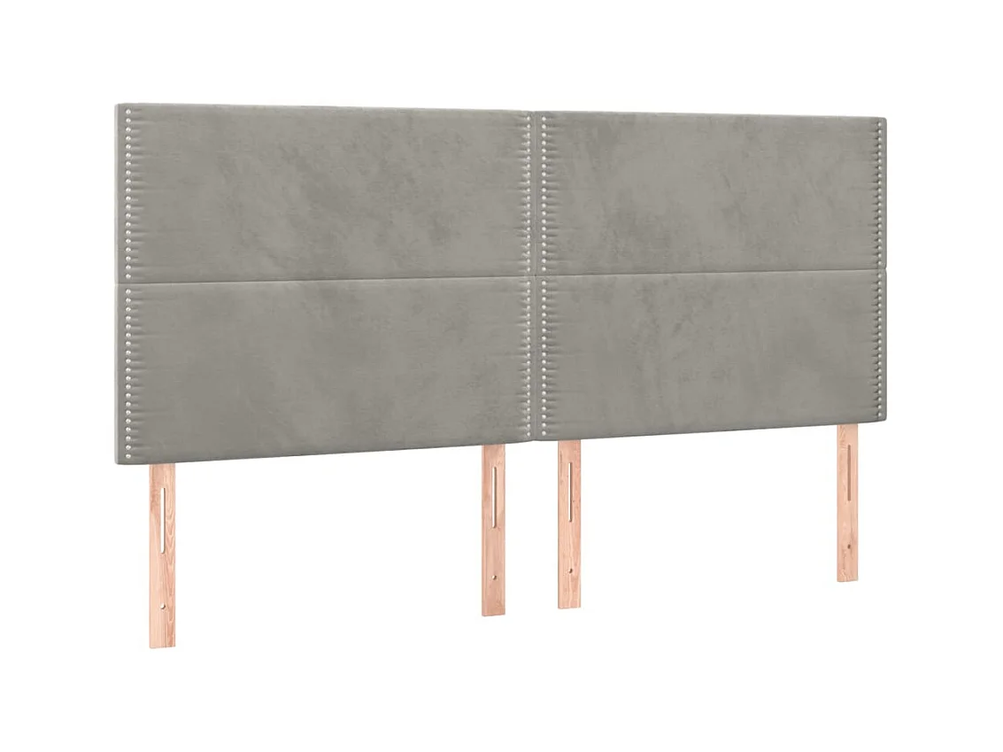 Têtes de lit 4 pcs Gris clair 90x5x78/88 cm Velours POI38697 BonneVie Meuble