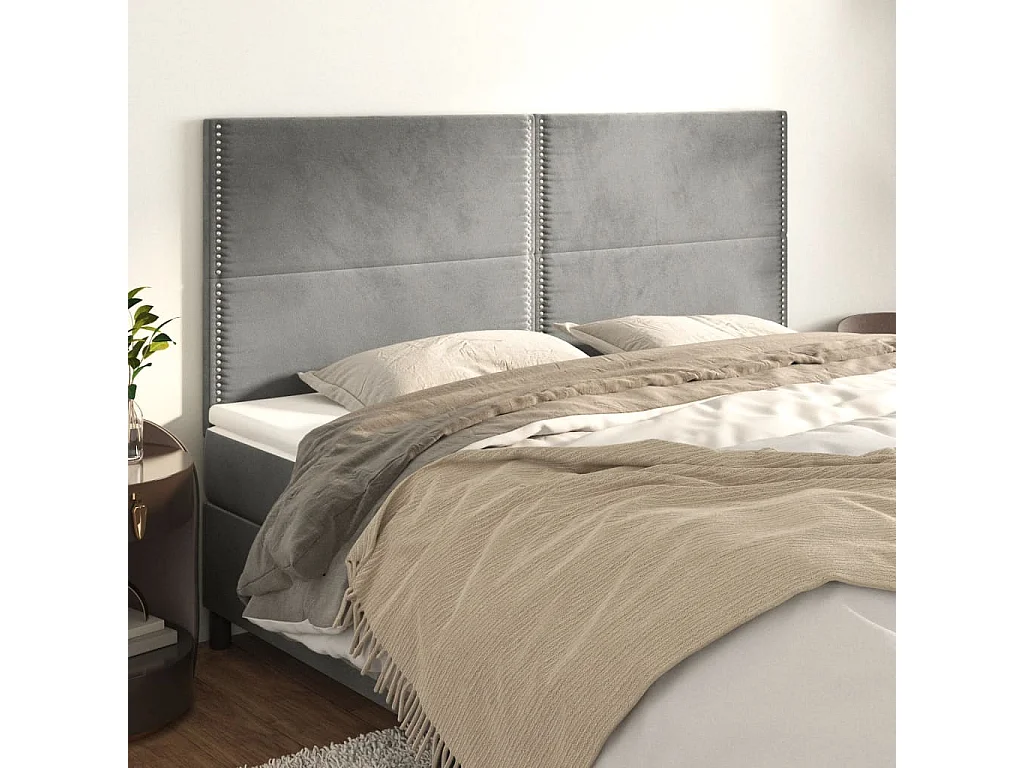 Têtes de lit 4 pcs Gris clair 90x5x78/88 cm Velours POI38697 BonneVie Meuble