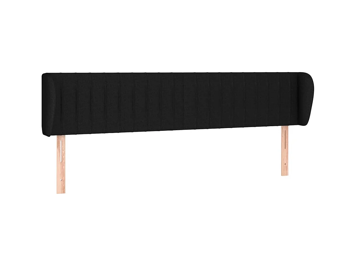 Testiera | Testata del letto ad Orecchio Nera 203x23x78/88 cm in Tessuto