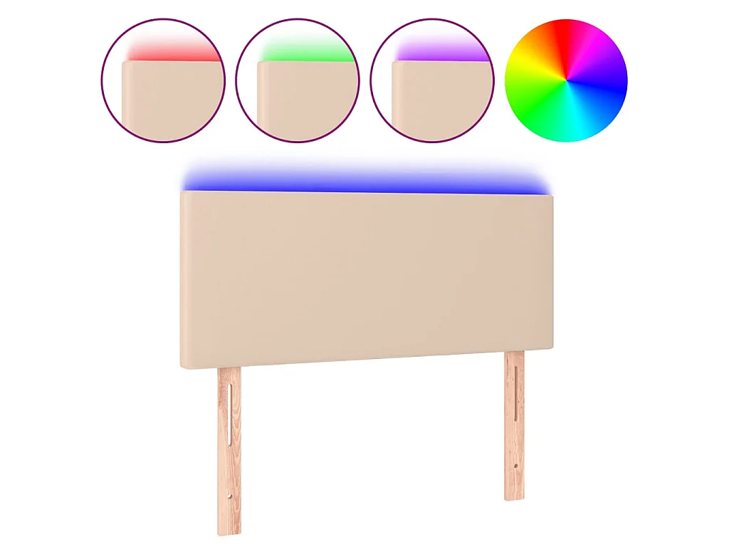 Cabecero con LED cuero sintético color capuchino 90x5x78/88 cm ES97185