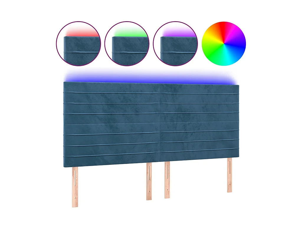 Tête de lit à LED Bleu foncé 180x5x118/128 cm Velours POI74618 BonneVie Meuble