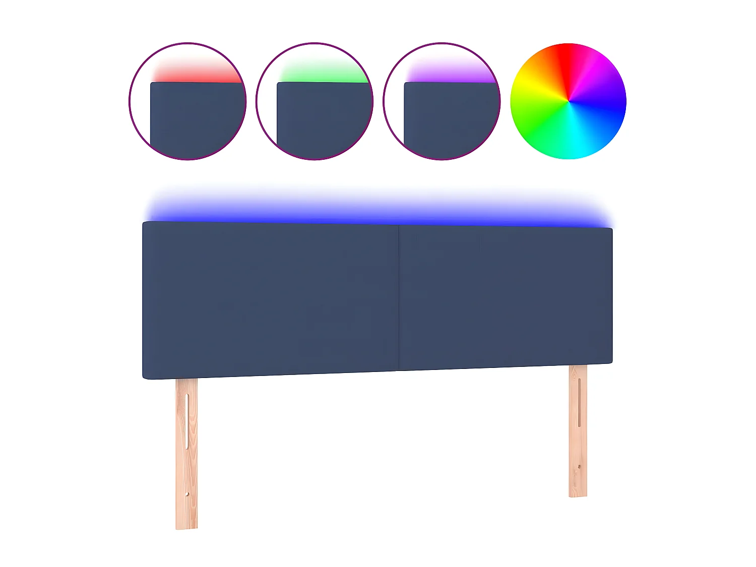 Testiera | Testata del letto a LED Blu 144x5x78/88 cm in Tessuto