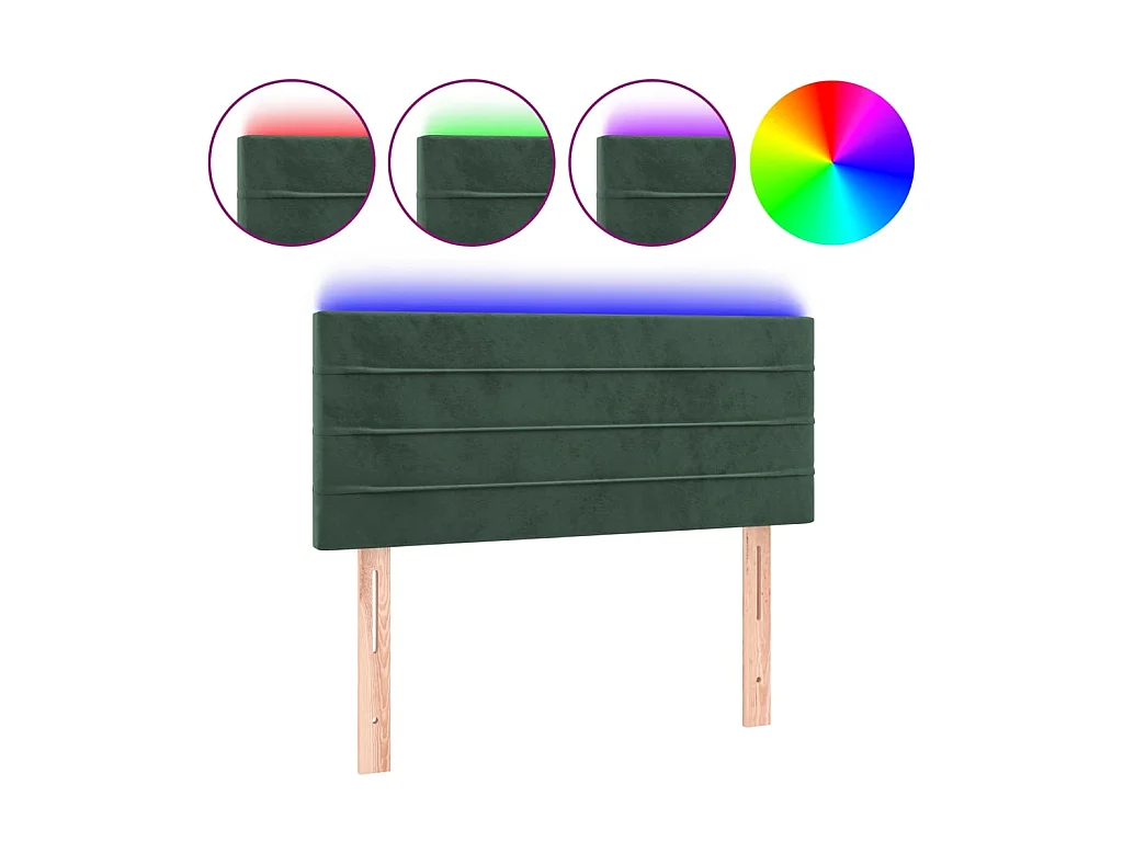 Tête de lit à LED Vert foncé 90x5x78/88 cm Velours POI30528 BonneVie Meuble