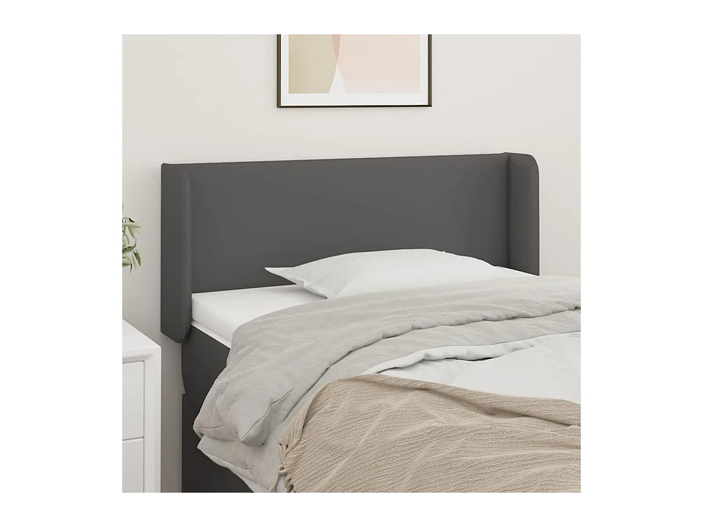 Kopfteil,Bettkopfteil mit Ohren Grau 93x16x78/88 cm Kunstleder -gkd667911