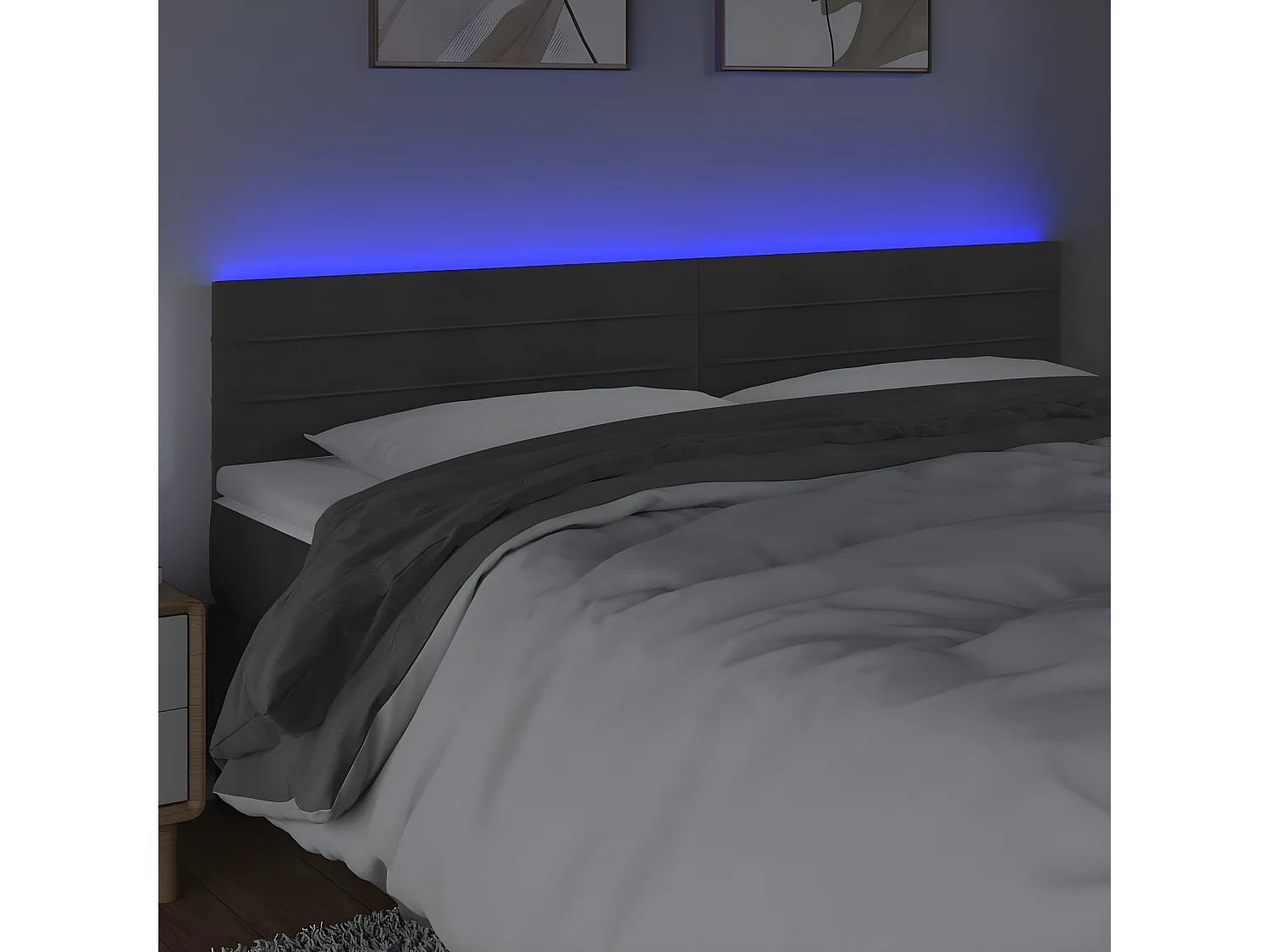 Tête de lit à LED Gris foncé 160x5x78/88 cm Velours POI60338 BonneVie Meuble