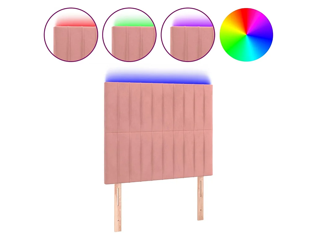 Tête de lit à LED Rose 80x5x118/128 cm Velours POI70747 BonneVie Meuble