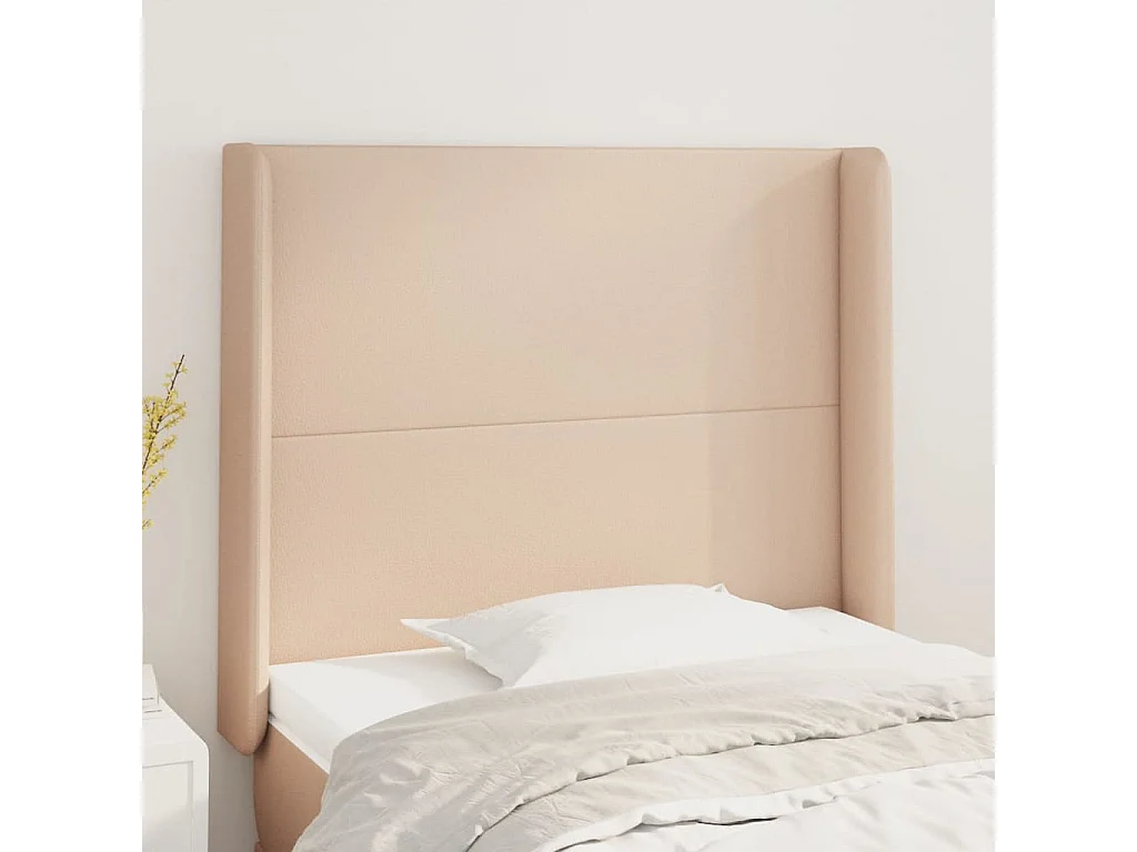 Cabeceira cama c/ abas couro artif. 103x16x118/128cm cappuccino PT511566