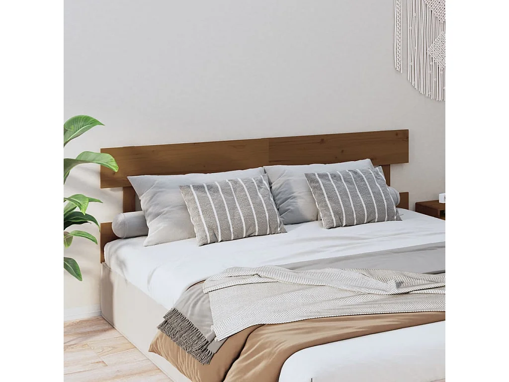 Cabeceira de cama 204x3x81 cm pinho maciço castanho mel PT505911