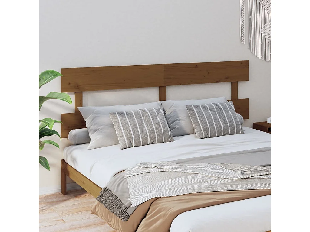 Tête de lit Marron miel 204x3x81 cm Bois massif de pin POI82937 BonneVie Meuble