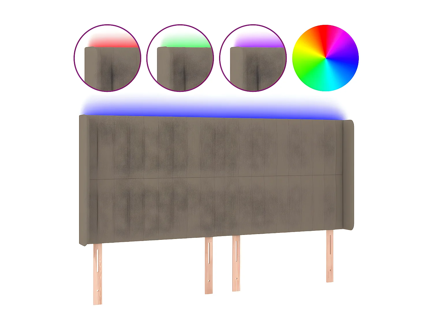 Tête de lit à LED Taupe 163x16x118/128 cm Tissu POI93434 BonneVie Meuble