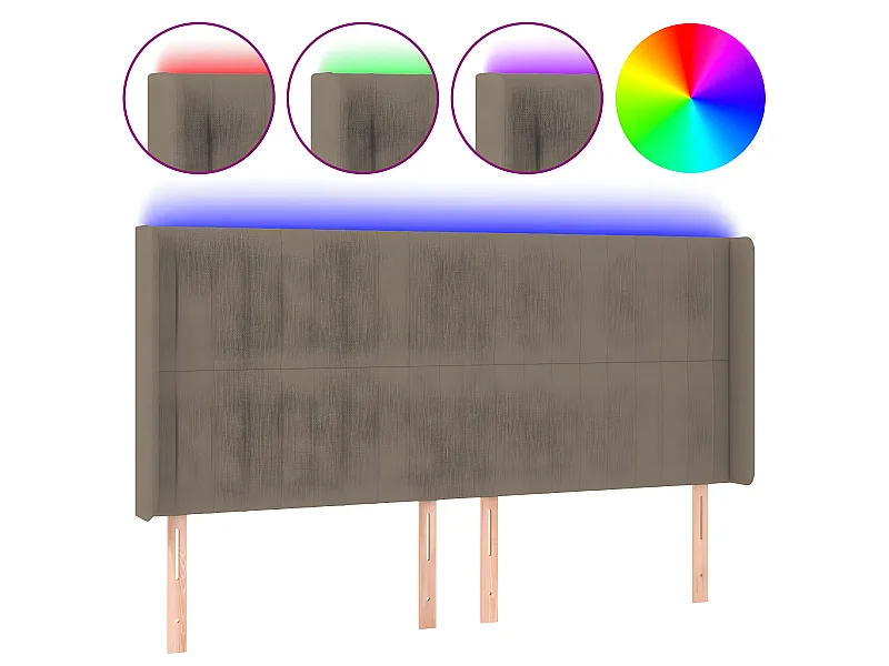 Tête de lit à LED Taupe 163x16x118/128 cm Tissu POI93434 BonneVie Meuble
