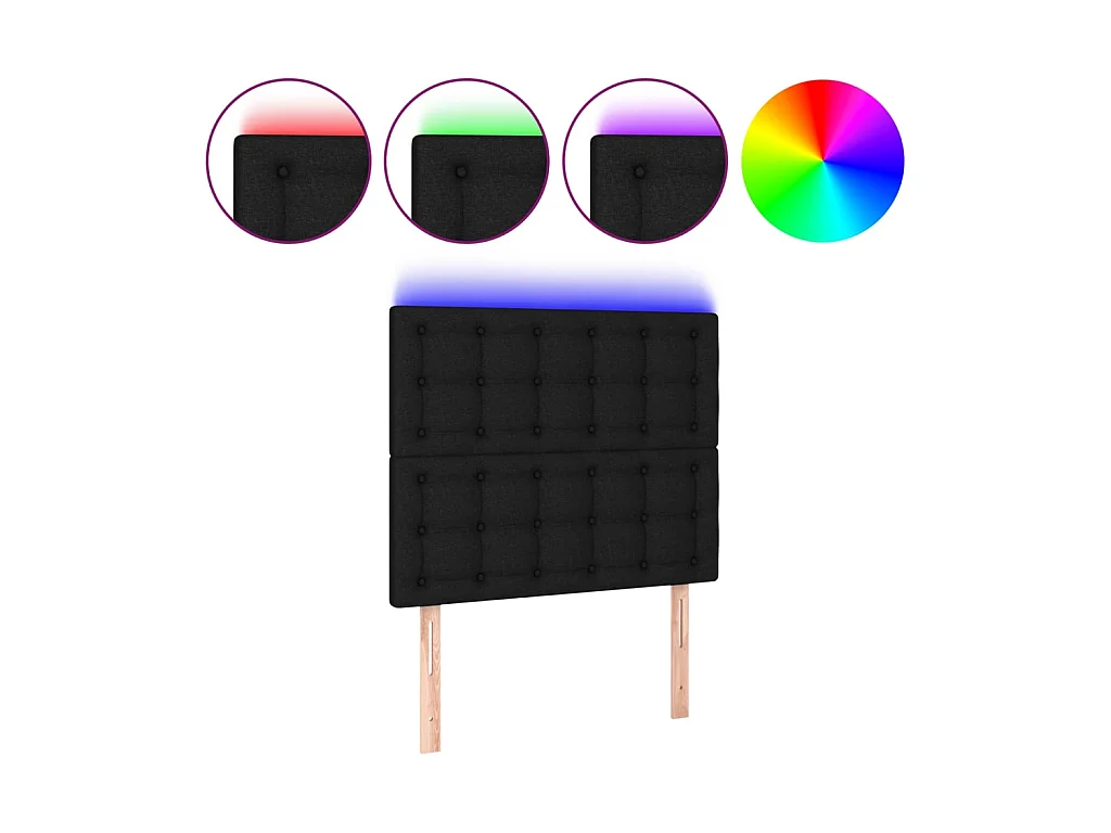 Tête de lit à LED Noir 90x5x118/128 cm Tissu POI53908 BonneVie Meuble