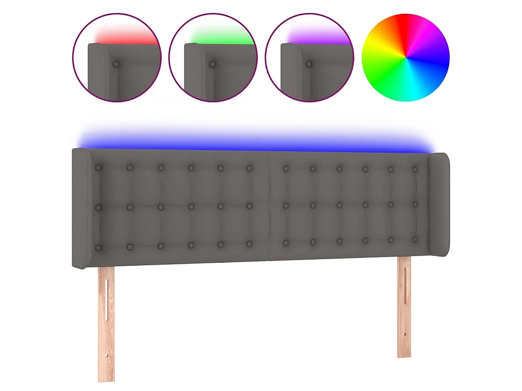 Cabecero con LED cuero sintético gris 147x16x78/88 cm ES11603