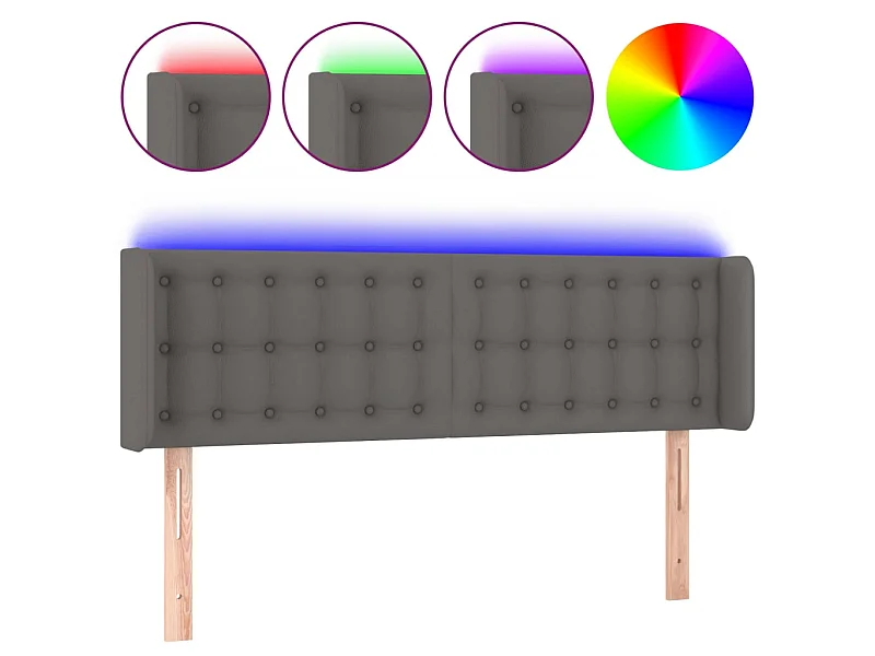 LED Kopfteil,Bettkopfteil Grau 147x16x78/88 cm Kunstleder -gkd886522